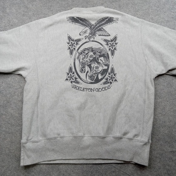 Champion Sweatshirt Mens Large Gray Reverse Weave Skeleton Goods Graphic Logo - Picture 4 of 8